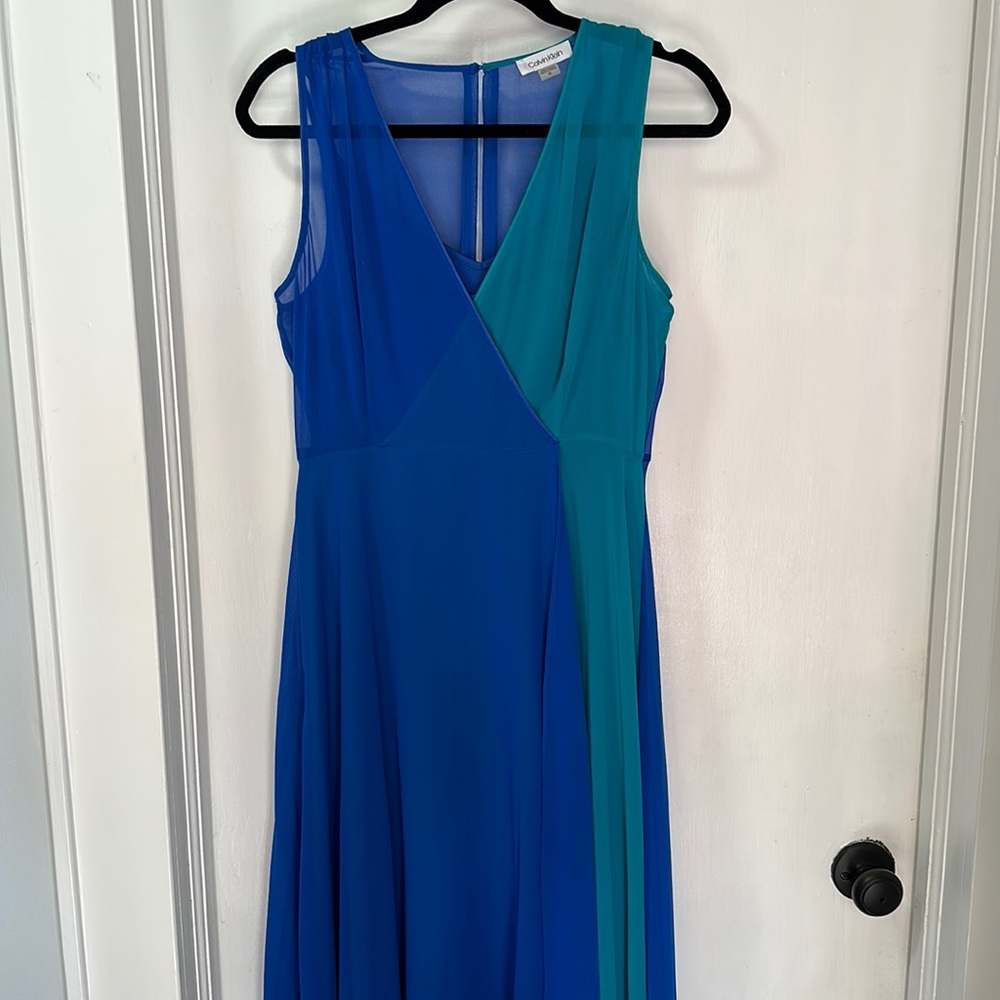 Calvin Klein Blue Green Maxi Dress size 10